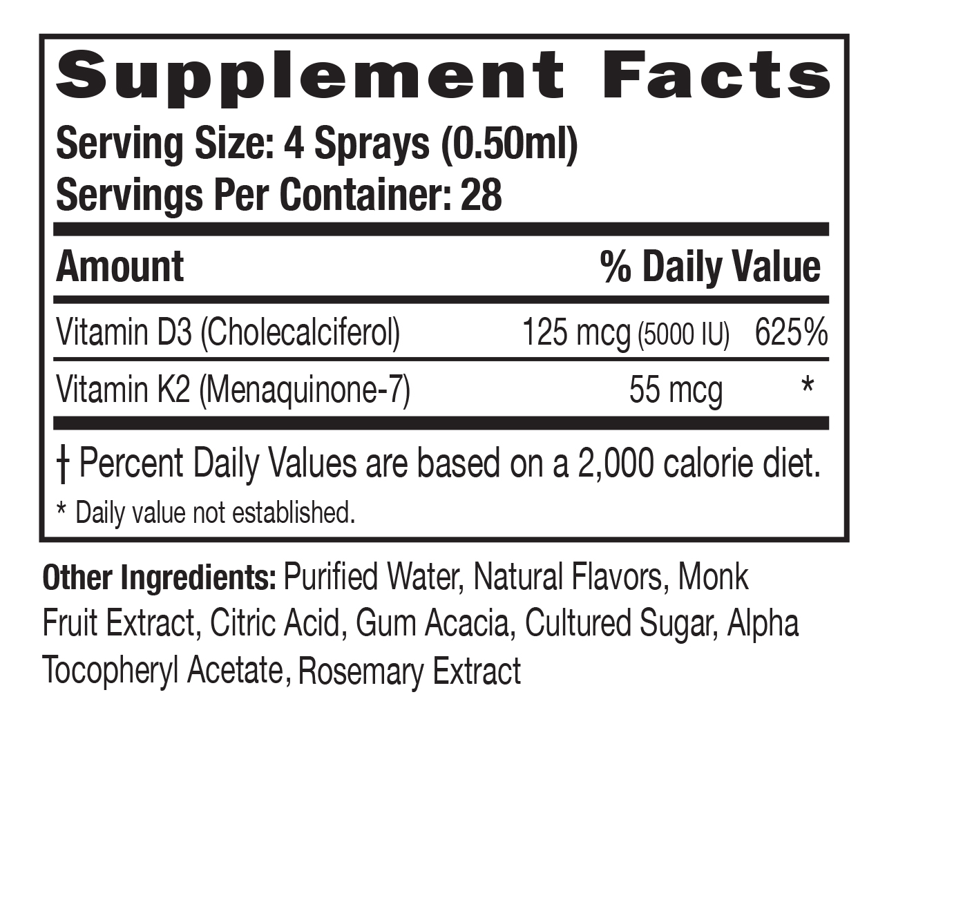 instantVITA Vitamin D3 + K2 Bone Strength Oral Spray