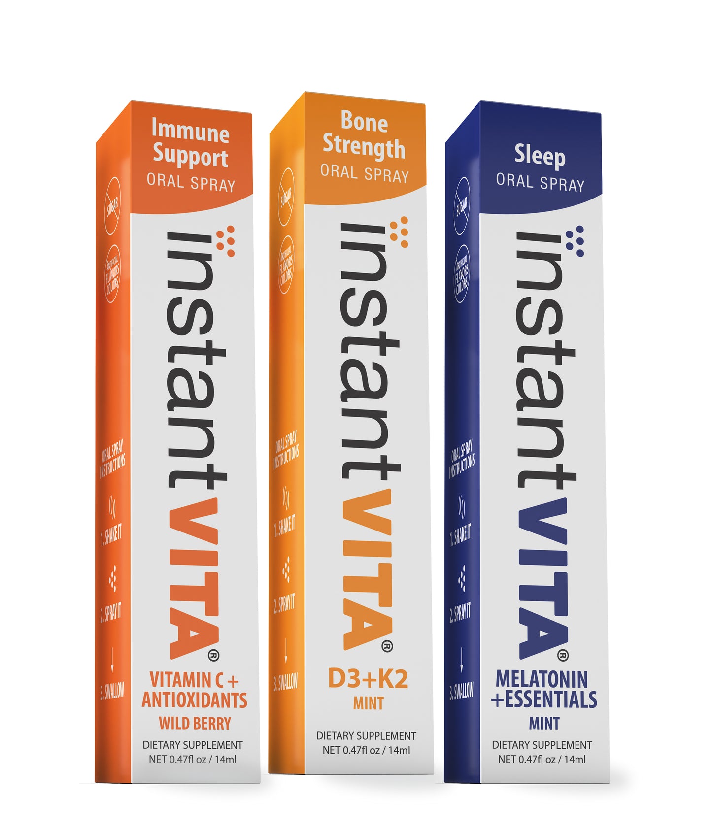 instantVITA Everyday Essentials: Vitamin C + Antioxidants,  D3+K2, Melatonin + Essentials