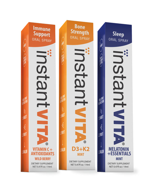 instantVITA Everyday Essentials: Vitamin C + Antioxidants,  D3+K2, Melatonin + Essentials